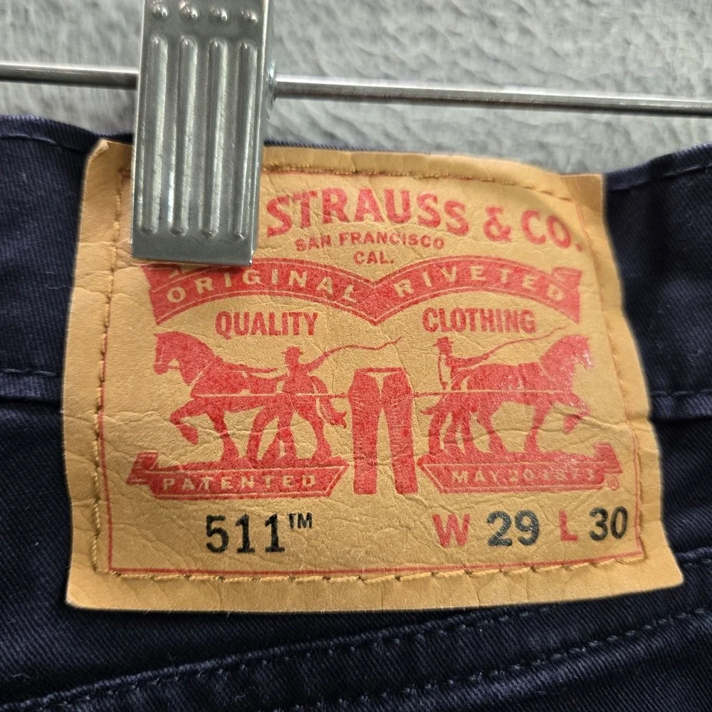 Levi's 511 Men Pants 29X30 Blue‎ Straight Slim Cotton Polyester Elastane